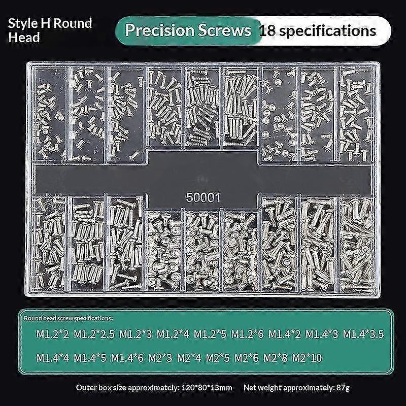 Flat Head Metal Screw Set 18 Pcs