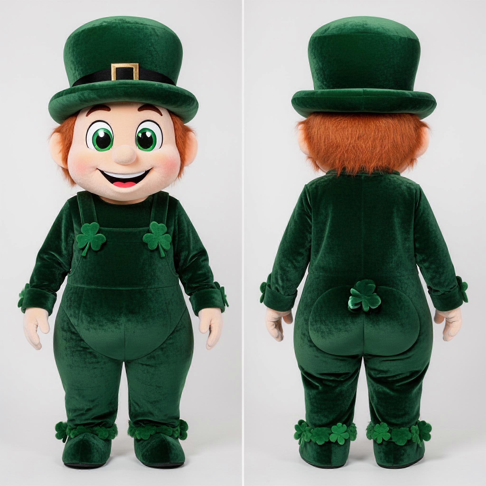 MASTICOT Forest Green Velvety Leprechaun Hat Mascot