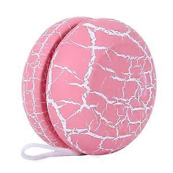 Wooden Yoyo for Beginners with Vivid Crack Pattern, Balanced Spin, Lightweight Pink Wrist Exercise Toy