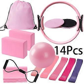 Pilates Kit for Women, Home Workout Set with Pilates Ring, 2 Yoga Blocks, Small Exercise Ball, Resistance Bands, Sliding Discs, Stretch Strap