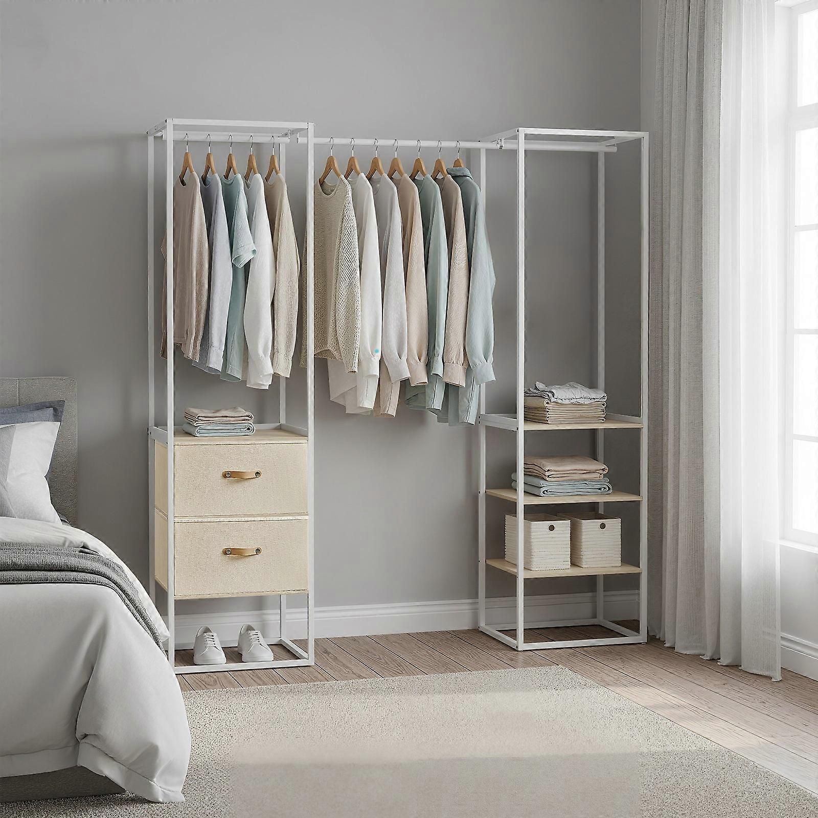 Freestanding heavy duty clothes rack with extendable hang