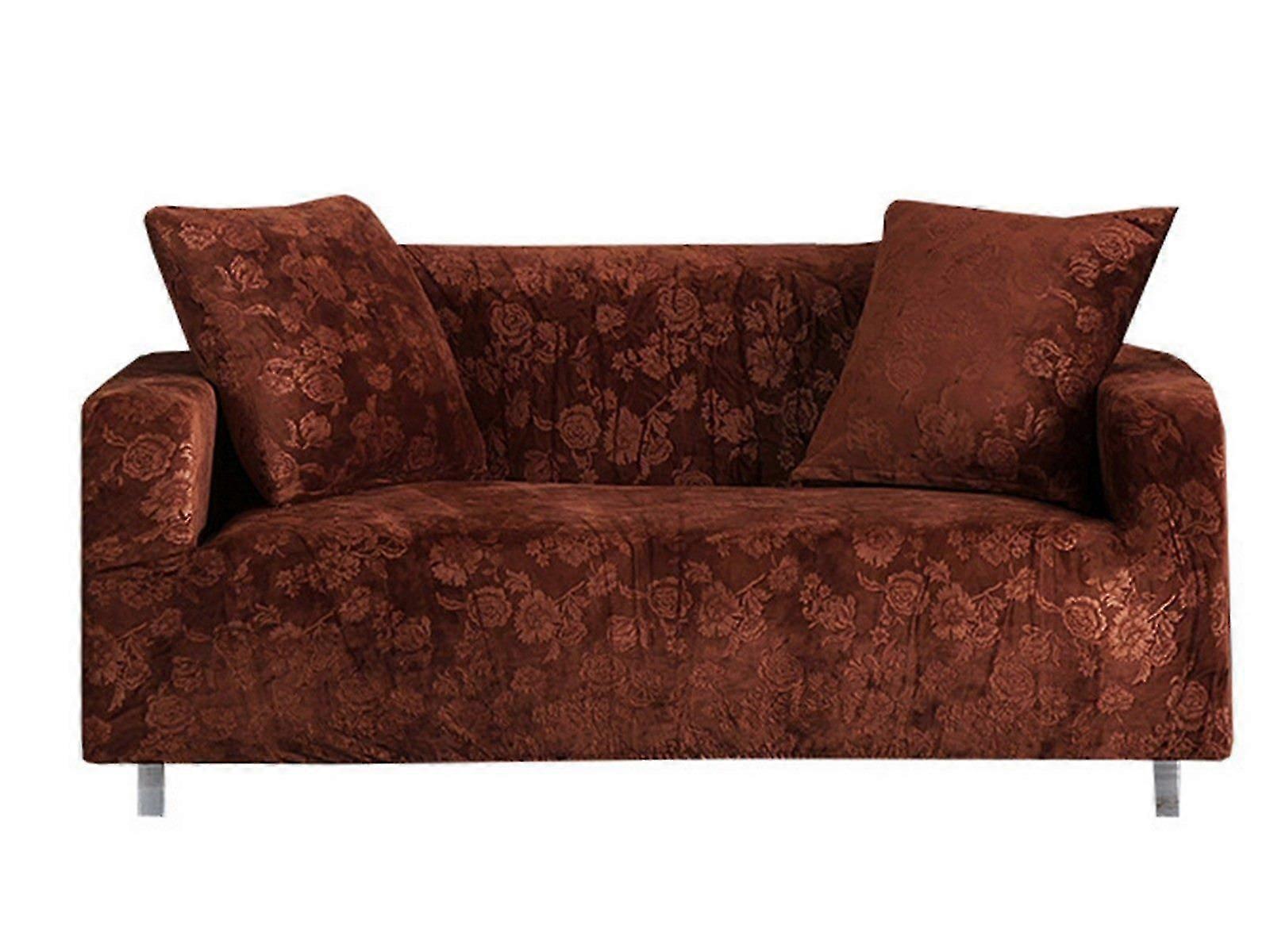 Preget sofa deksel stretch cover for 2 seter kaffe