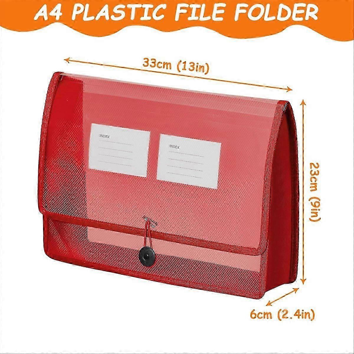 5Pack A4 Plastic File Wallet Envelope Expanding File Folder-JNNJV