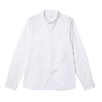 Lacoste popeline slim overhemd met verborgen sluiting voor heren