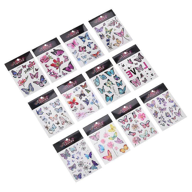 12X10.4cm 2 Temporary Tattoos 12 Sheets Temporary 3d Butterflies Tattoos Body Sticker Fak