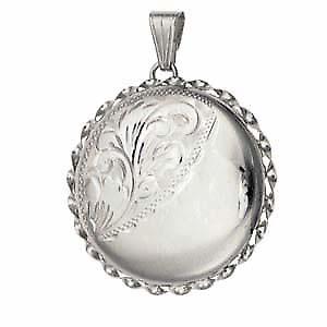 Silver 31mm half engraved twisted wire edge round Locket