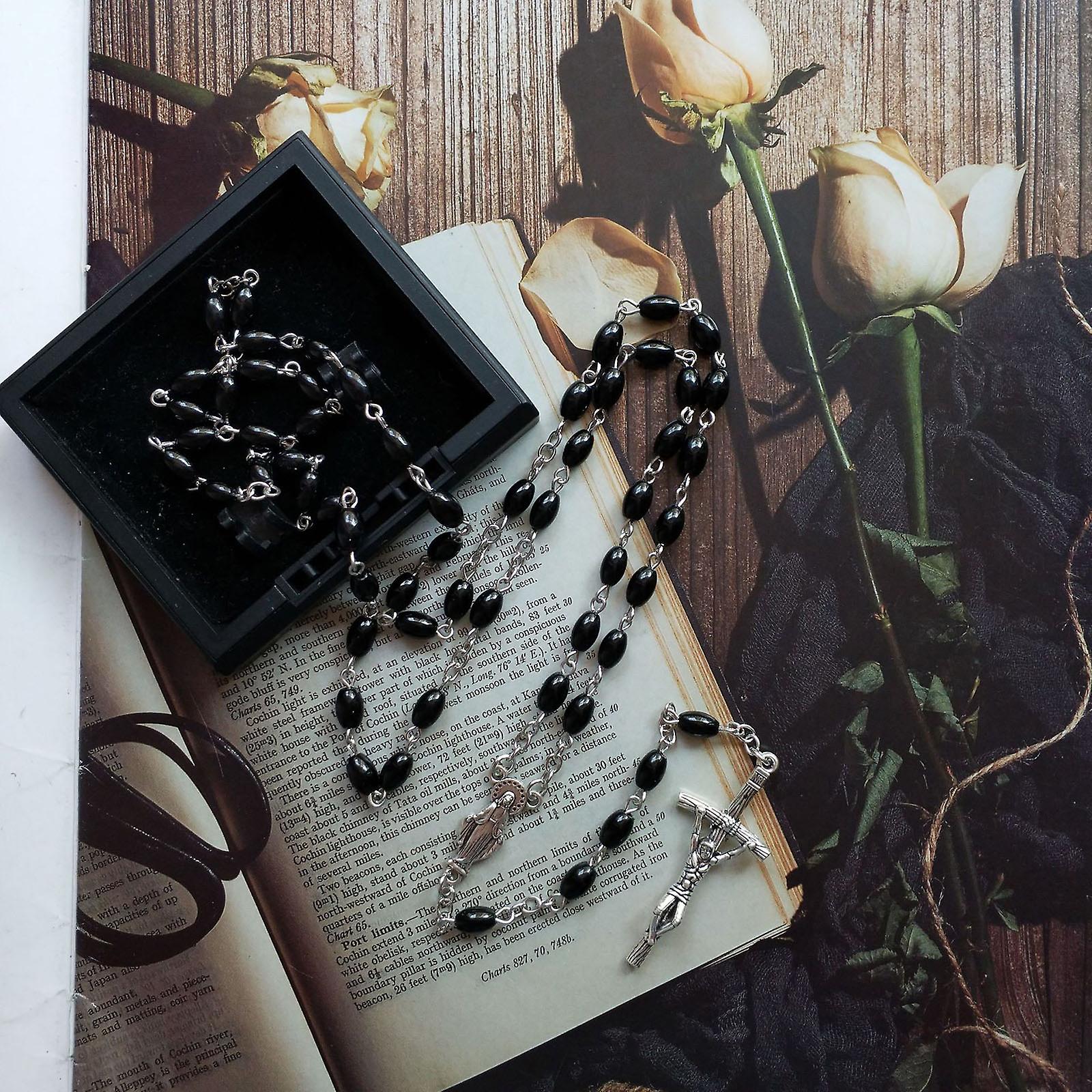Tizuqe 10Pcs Plastic Rosary Beads Necklaces Religious Rosary Crosses Rosaries Catholic Crucifix Chains Prayer Jewelry Necklace
