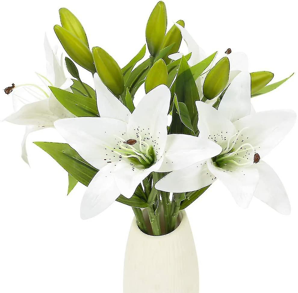 4pcs Knstliche Lilien Blumen Pflanzen Falsche Blumenarrangement Seide  Hochzeit Brautstrue Wei Indoor Outdoor Home Kche Esstisch Mittelstcke  L | Fruugo DE