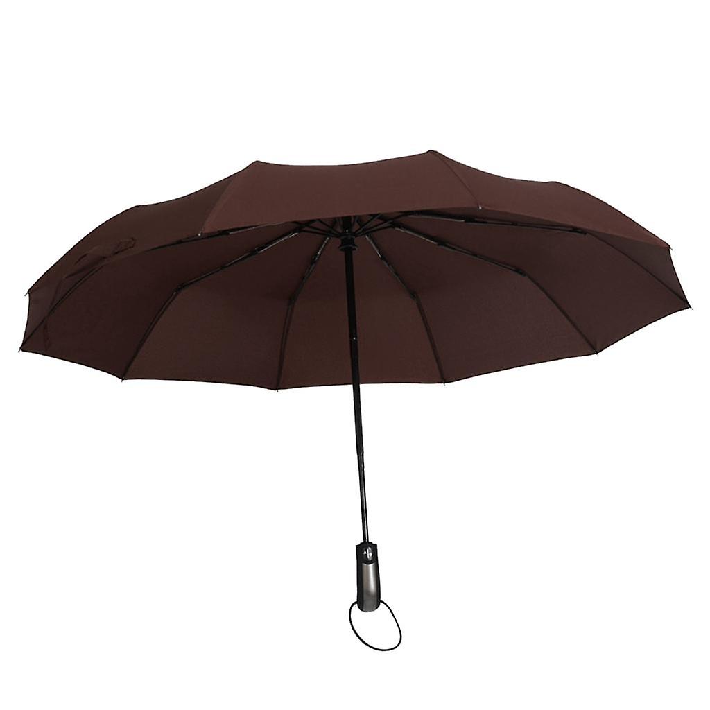 Travel Umbrella Automatic Windproof Canopy Auto Open Close Coffee