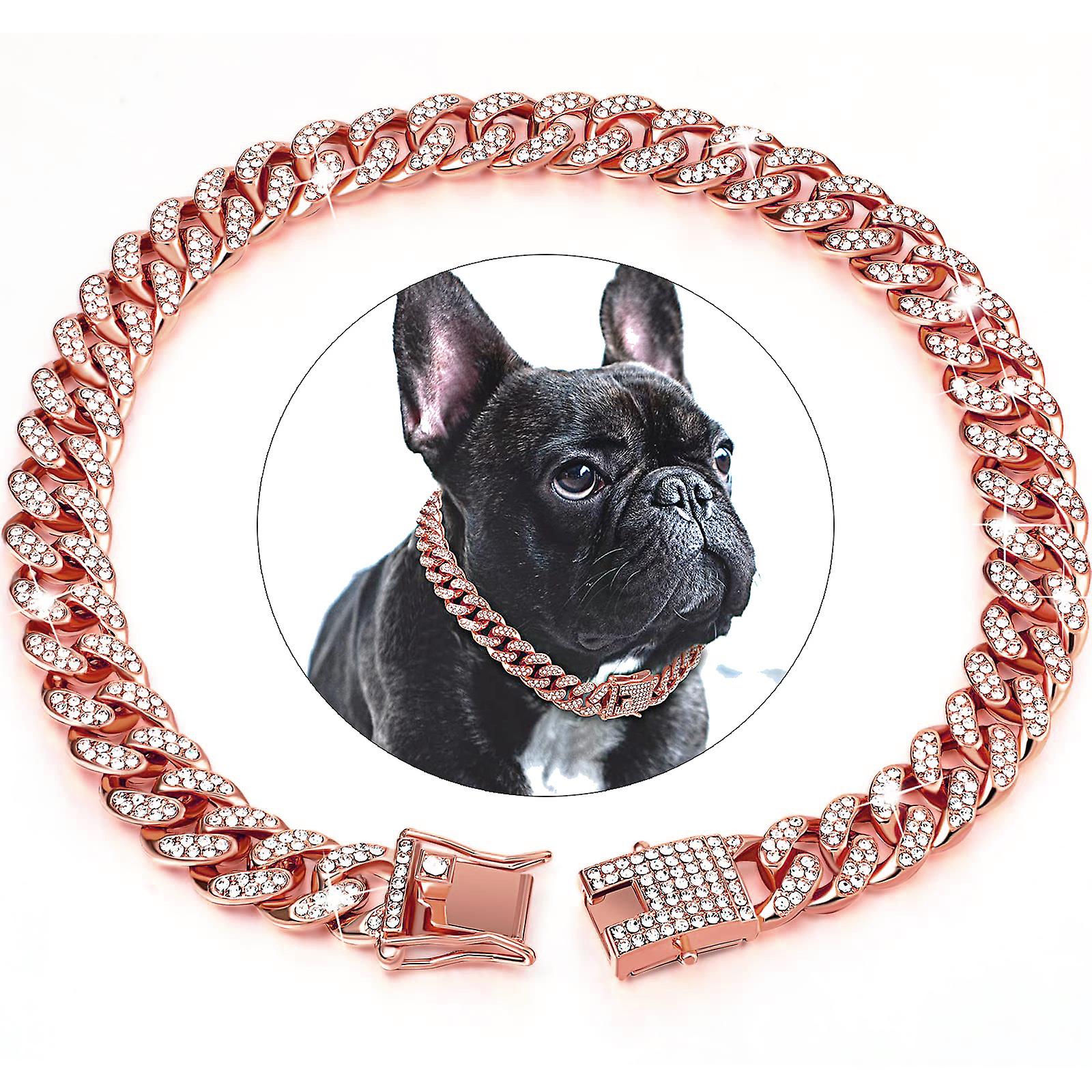 Sparkling Diamondoid Dog Collar: Ασφαλής μεταλλική αλυσίδα &; πόρπη για κομψούς περιπάτους!