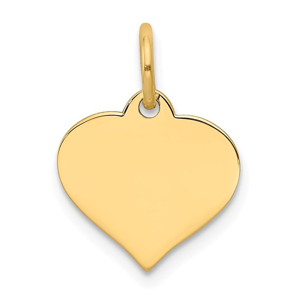 14k Yellow Gold Solid Polished Love Heart Disc Charm 17x12mm Wide Pendant Necklace for Women