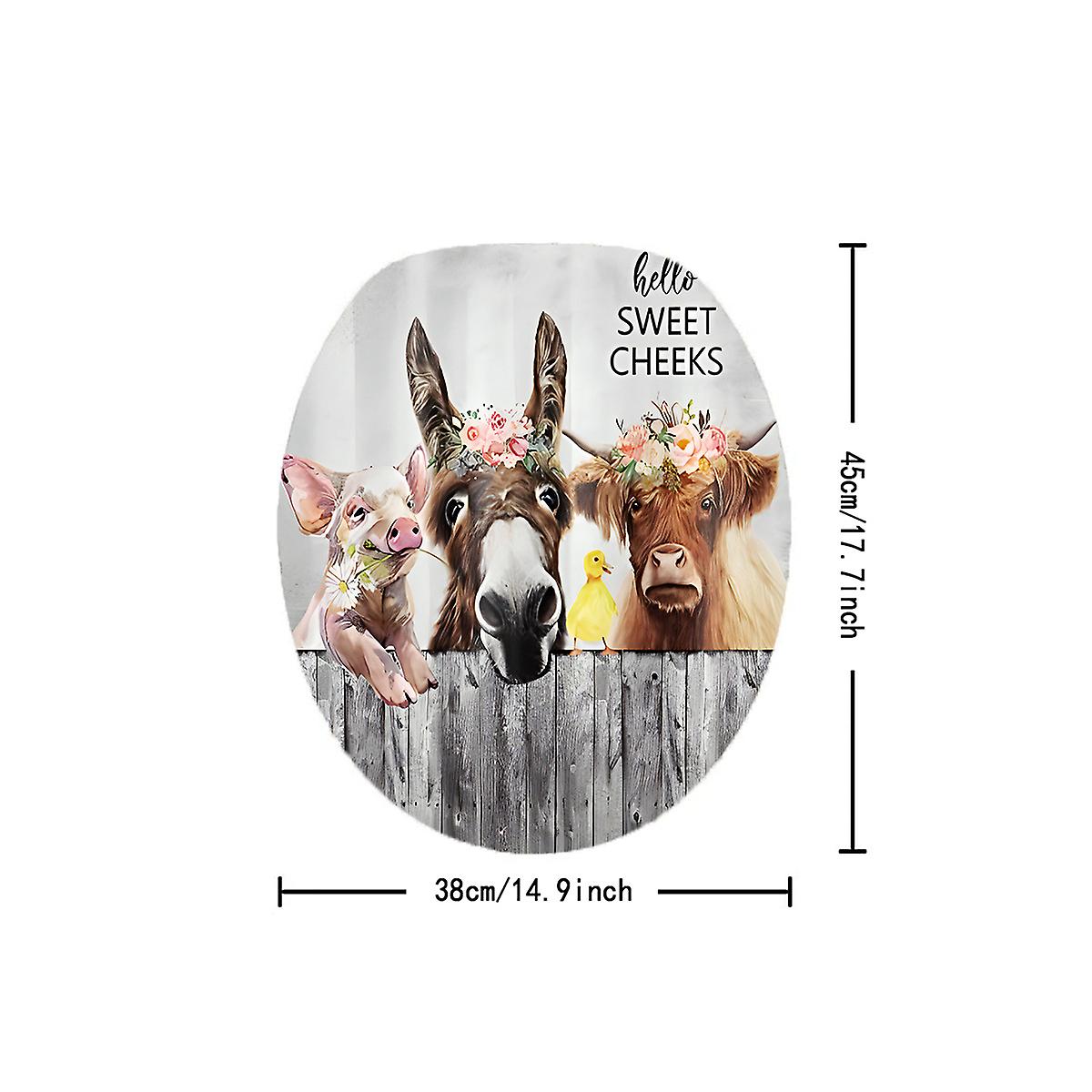 1pc Farmhouse Animal Pattern Shower Curtain Waterproof Shower Curtain With 12 Hooks Non-slip Bathroom Rug Toilet U-shape Mat Toilet Lid Cover Pad