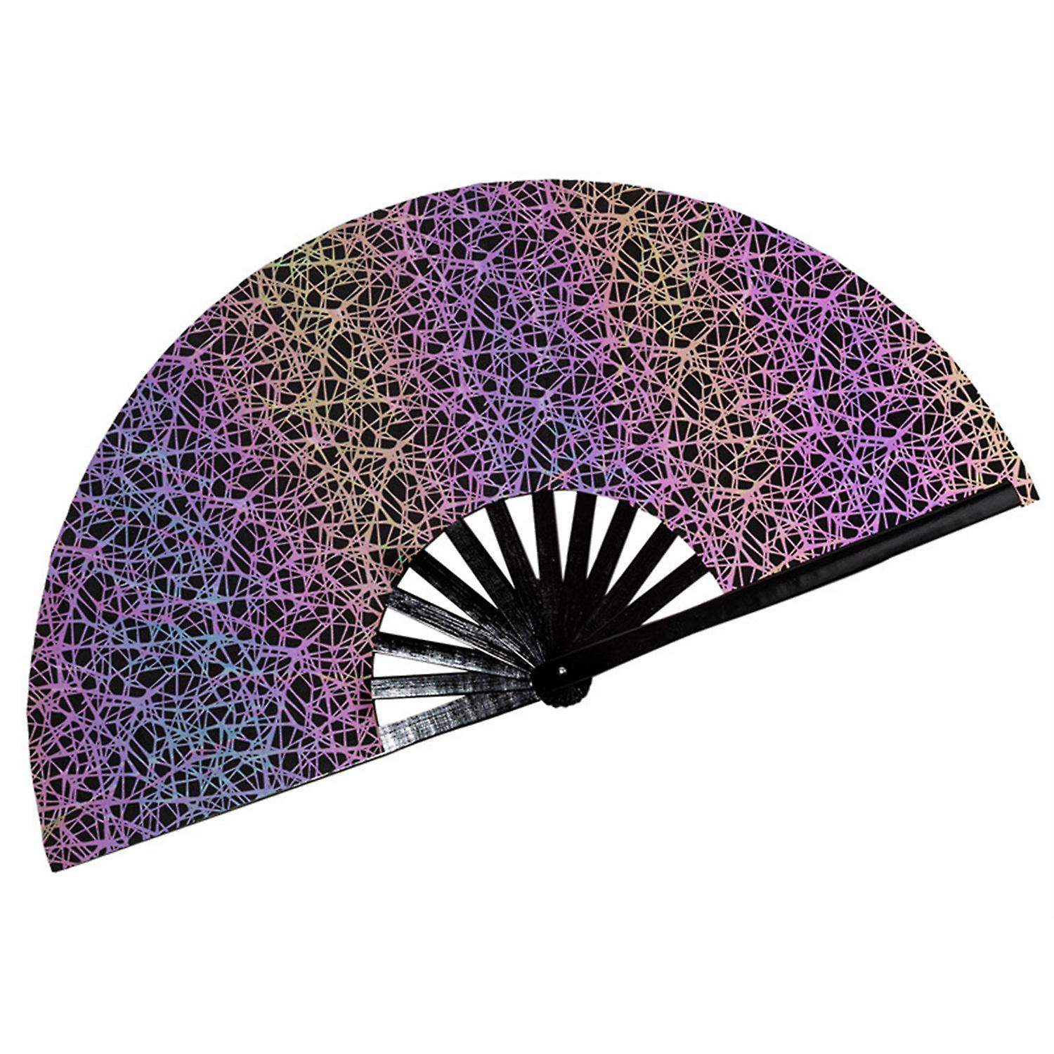 Folding Fan Portable Decorative Bamboo Frame Reflective Butterfly Performance Hand Fan Party Decor