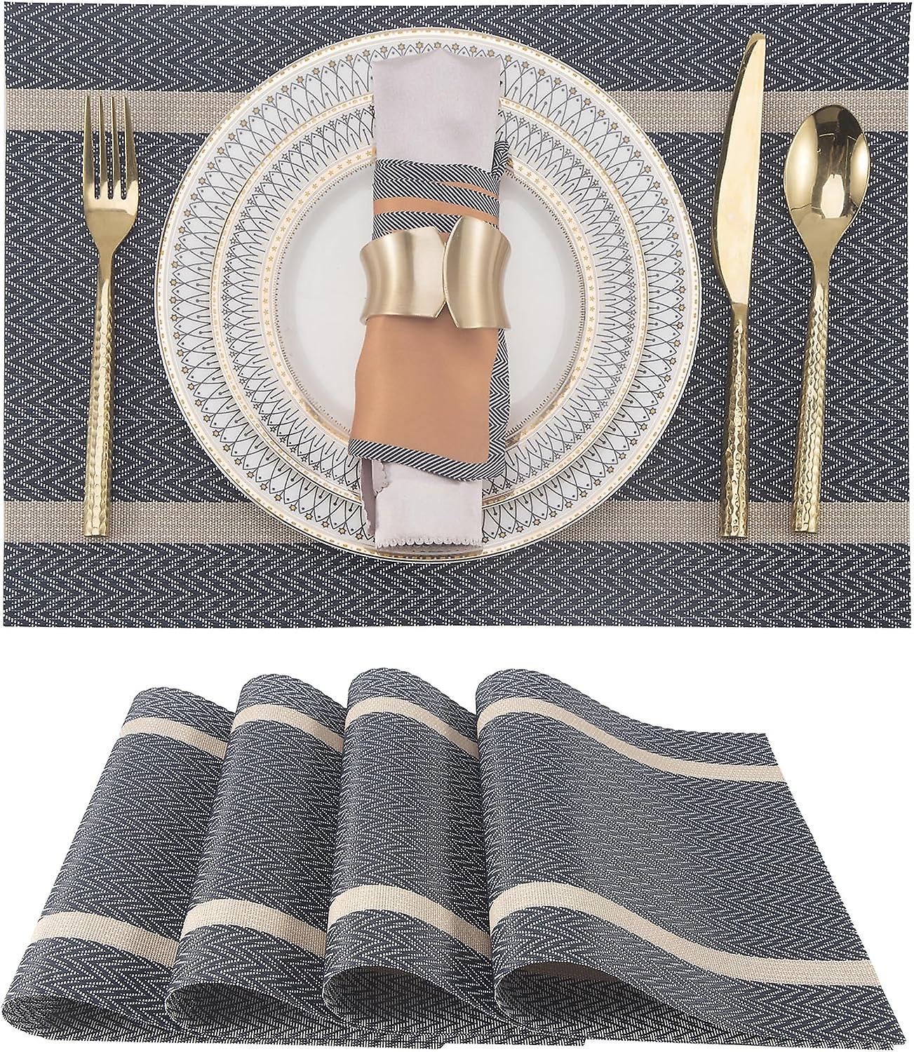 Lot De 4 Sets De Table Bleus  Sets De Table En Vinyle Lavables Et Faciles  Nettoyer  Sets De Table En Pvc Rsistant  La Chaleur  Sets De Table Pour Tab