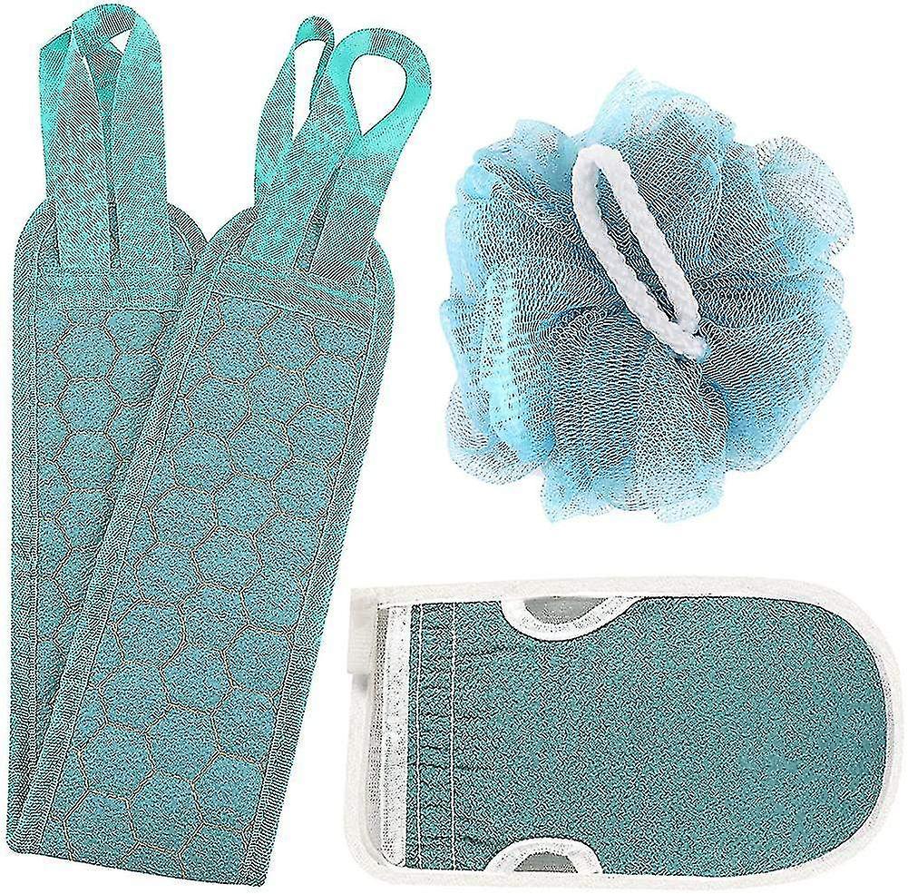 3 Piece Back Shower Exfoliating Back Scrubber Sponge Pad Set -loofah Scrubber For Shower