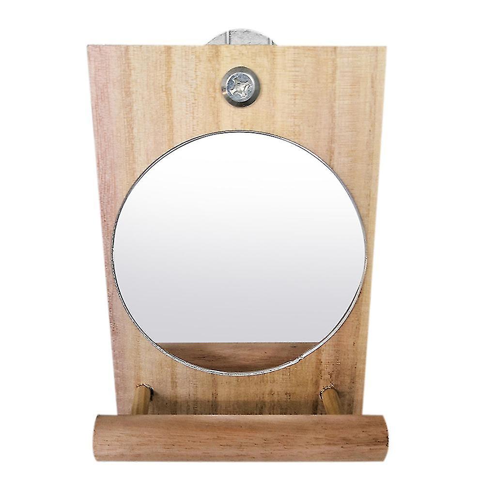 Parrot Perch Mirror Wooden Stands For Macaws Cockatoos Parakeets Conures