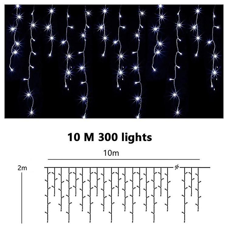 Christmas Decorations Solar Curtain String Lights Remote Control 10m 300 LED Fairy Waterfall String