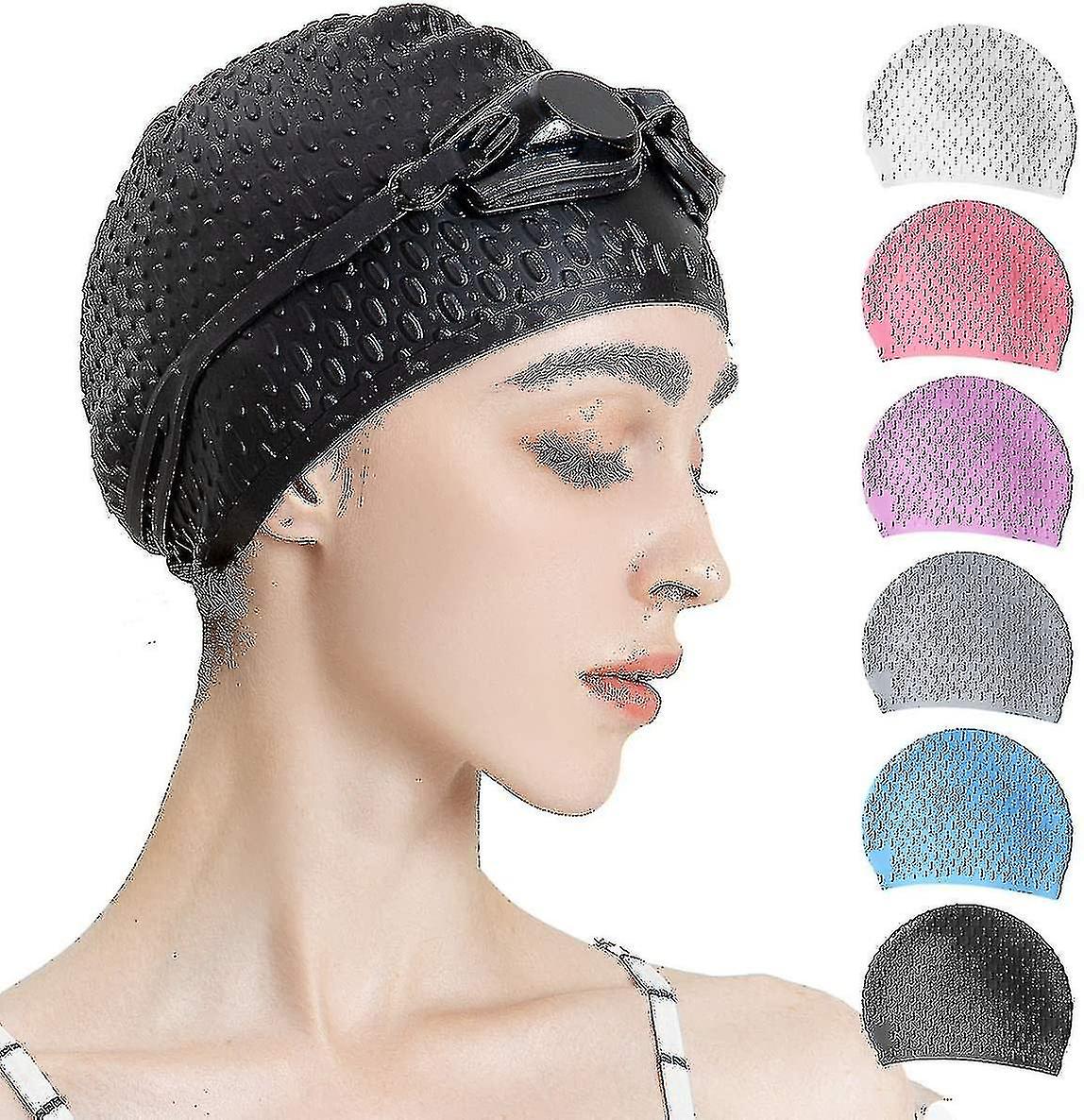 Silicone Swim Cap,comfortable Bathing Cap Ideal For Curly Short Medium