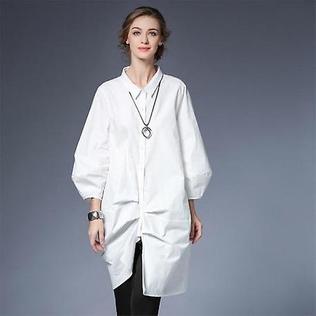 Fold Stiting Loose Big Size Long Blouse