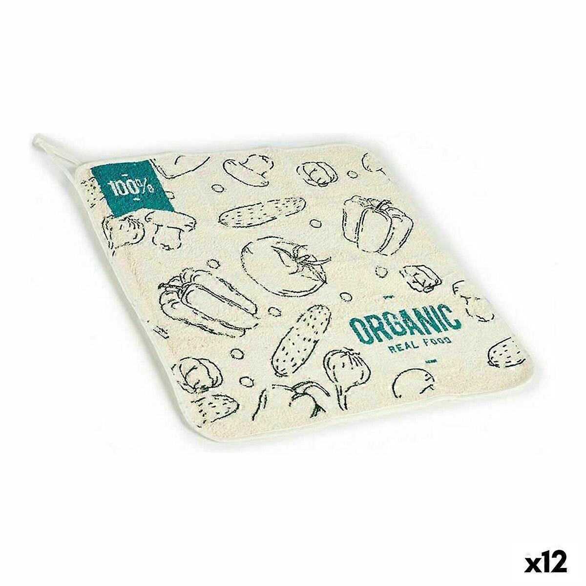 Kitchen Cloth Kinvara White Green 50 x 0,3 x 50 cm (12 Units)