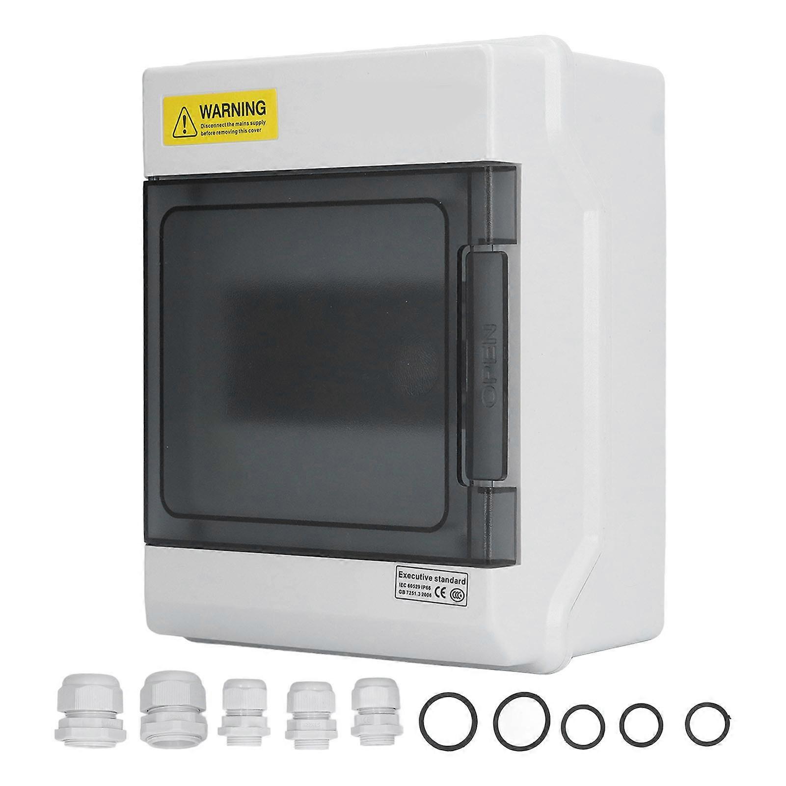 IP66 Waterproof Distribution Box 6 Way DIN Rail Electronic Junction Case with Transparent Cover