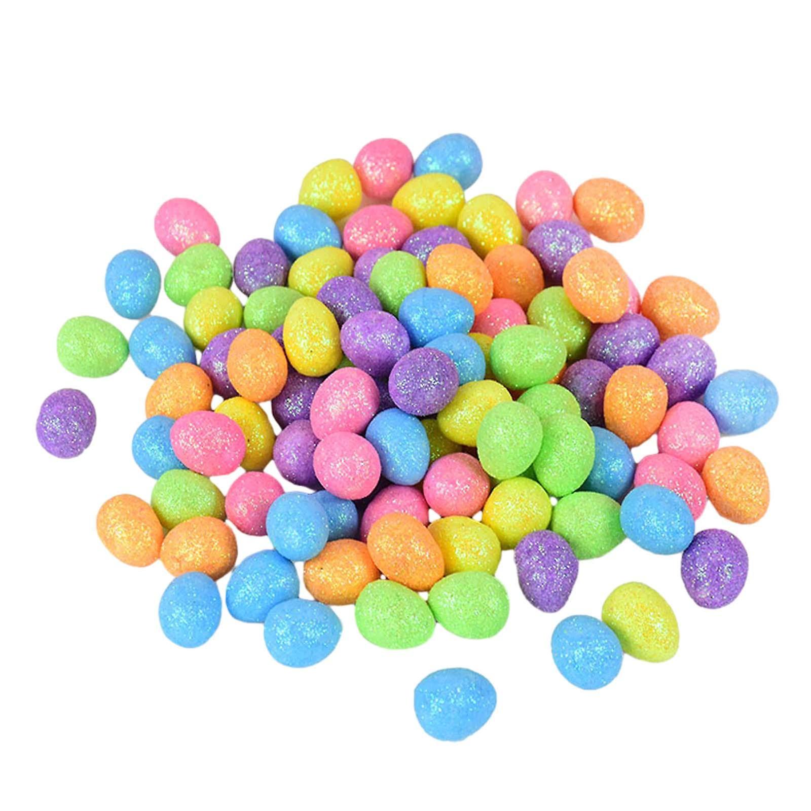 75x Mini Easter Eggs Artificial Bird Eggs Decorative Easter Eggs Small Glitter Eggs Colorful Foam Easter Eggs for DIY Garland