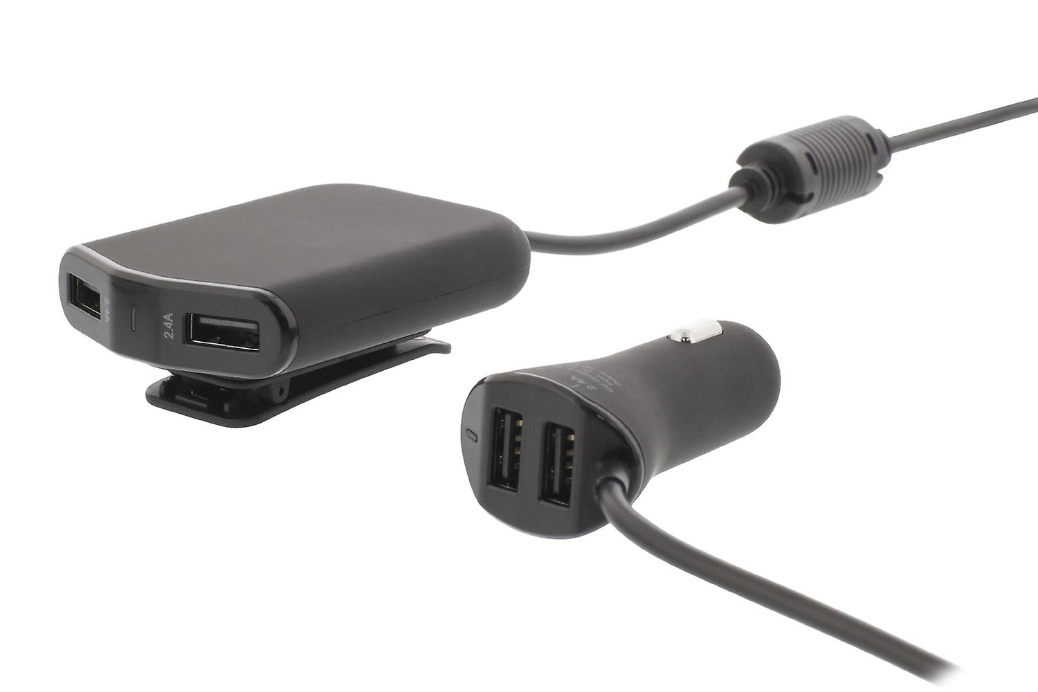 Car Charger 4 Outputs 9.6 A USB Black
