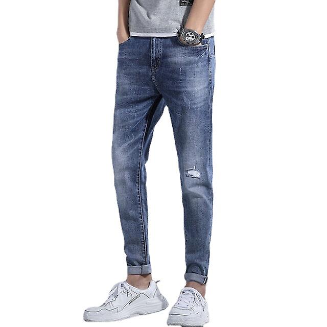 Pantaloni Slim Fit Stretch Uomo Con Fori - Lunghezza Lunga