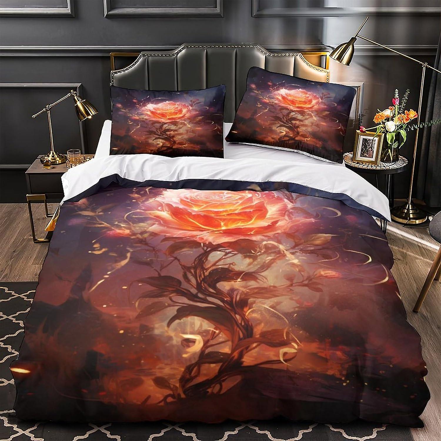 EKENOZ Housse de couette Rose gothique Ensemble de housse de couette en microfibre douce Ensembles de literie en microfibre douce Qualité hôtel avec fermeture Zipeer Double