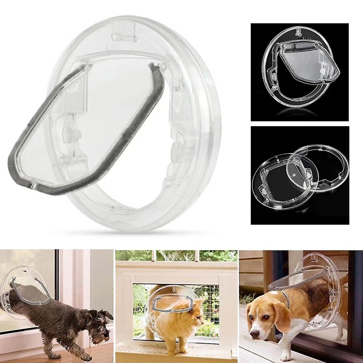 Dog Door Window Door Round Clear Flip Door with 4-Way Lock and Liner Kit for Cats and Puppies Best f