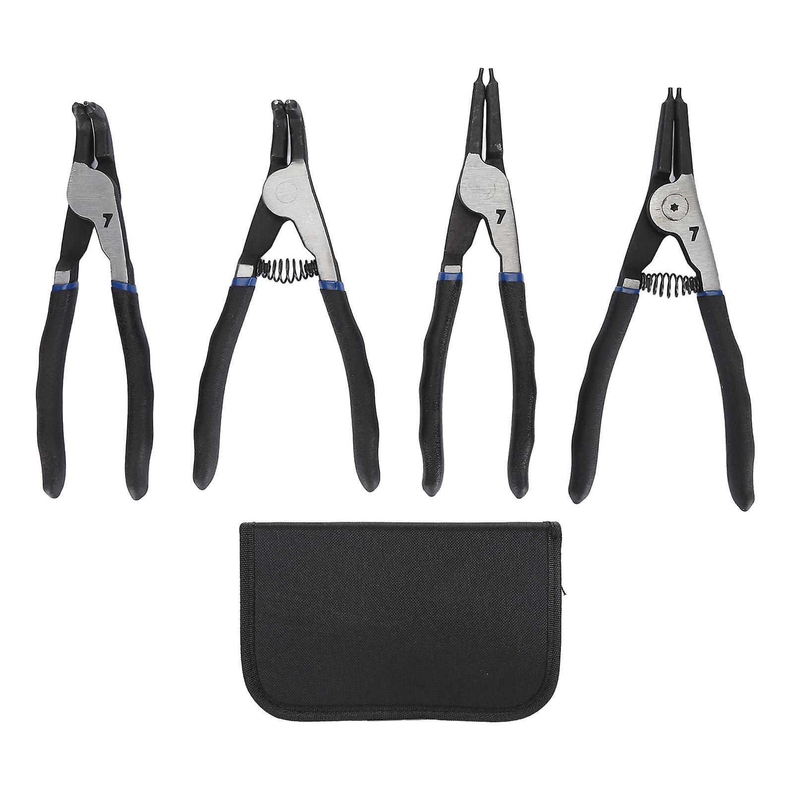 4 Pcs Snap Ring Alicates 7 polegadas de aço carbono interno externo Circlip Pliers Set
