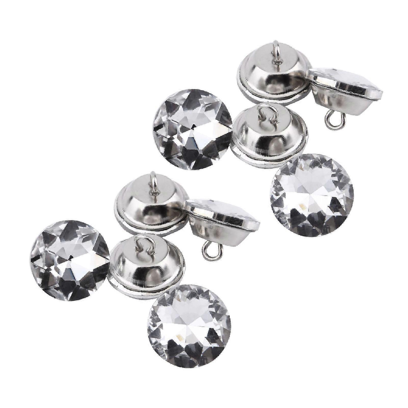 Diamante Silver Rhinestone Crystal Round Buttons 50pcs 20mm
