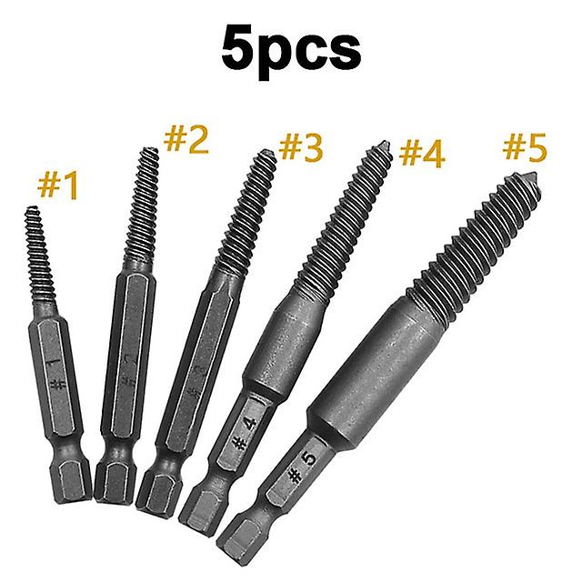 5szt Śruba Ekstraktor Centrum Wiertła Zestaw Przewodnika Uszkodzony Uszkodzony Bolt Remover Hex Shank I Klucz do Broken Hand Tool