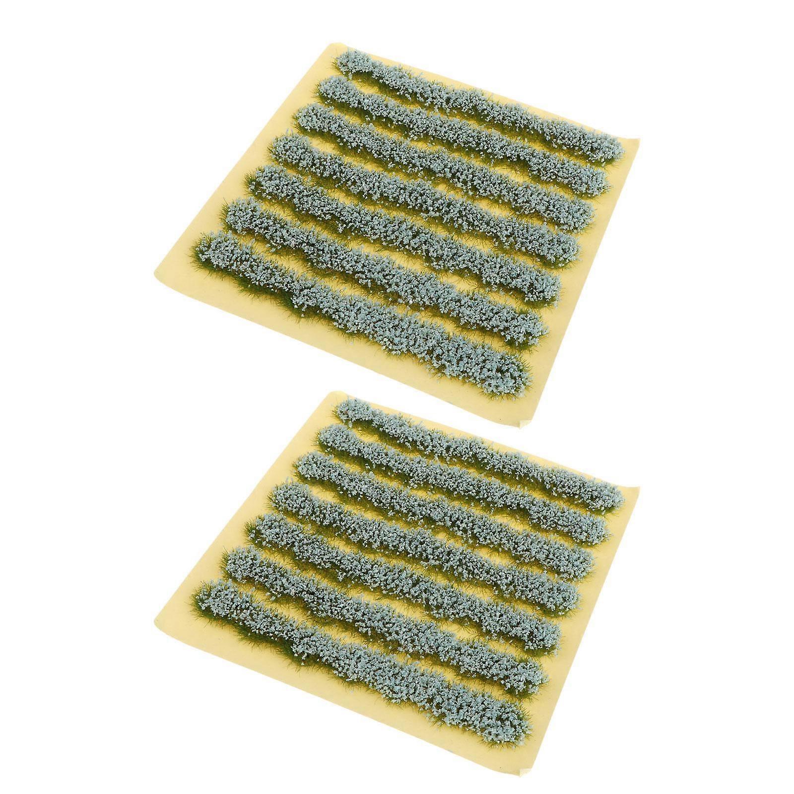 2 Pieces Railway Artificial Grass for Railway Architectural Model Decoration Blue