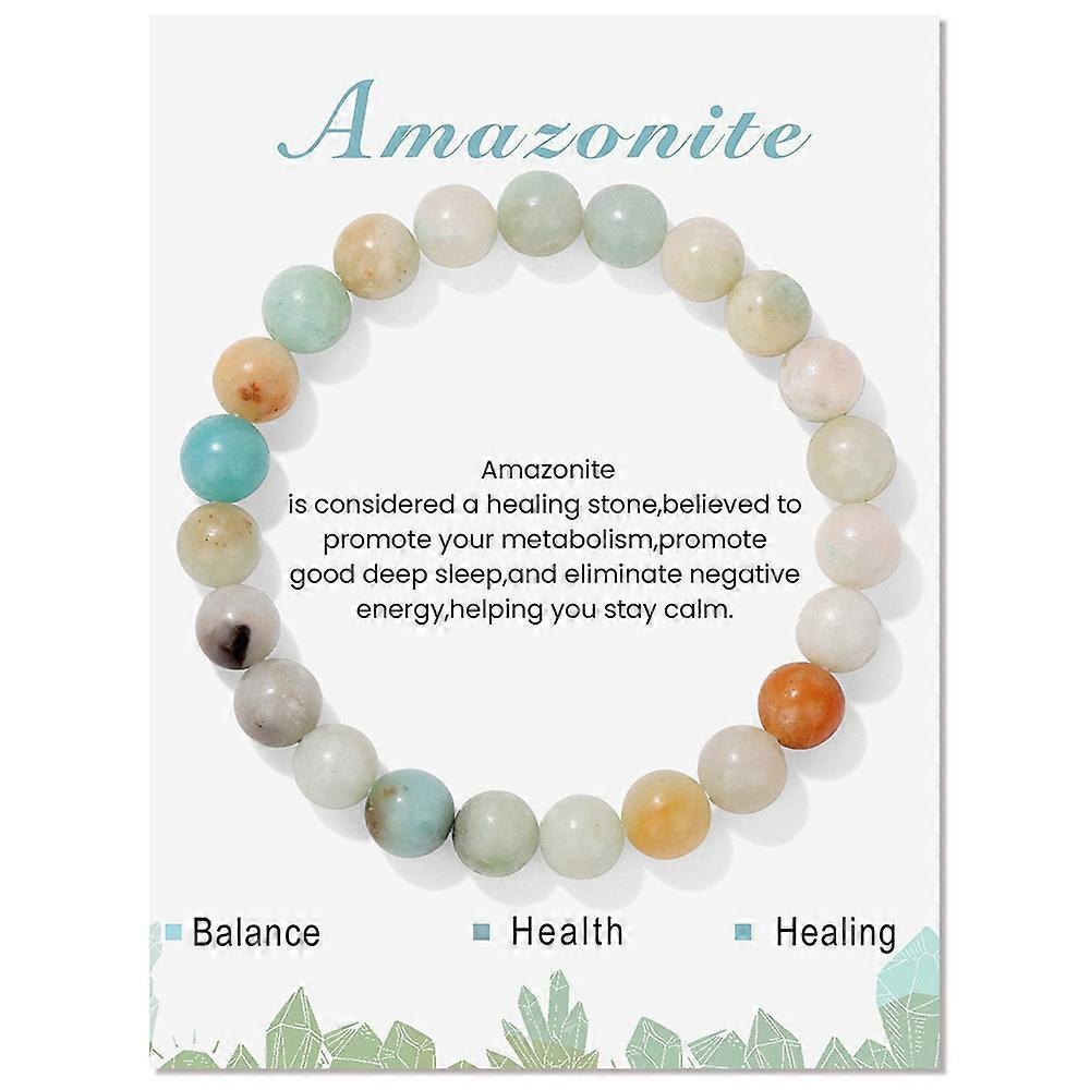 Bracelet - Amazonite Bead Bracelet - Natural Charm, Retro Elastic