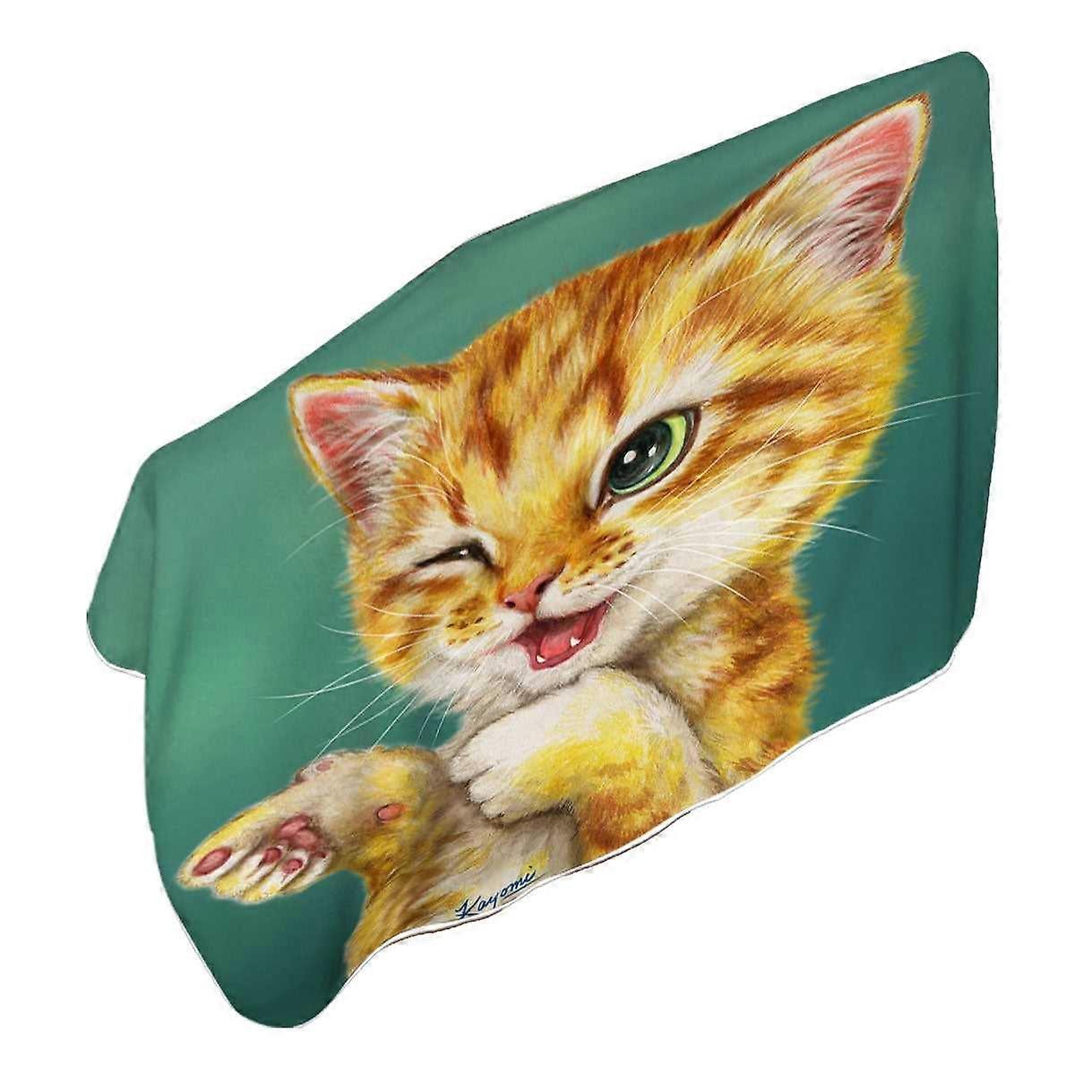 Gotcha Winking Cool Cat Ginger Kitten Microfiber Beach Towel
