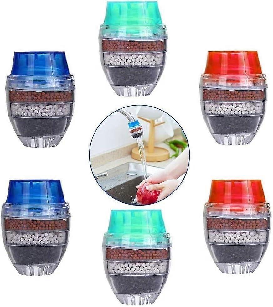 Faucet Water Filter 6 Pack Kitchen Faucet Round Activated Carbon Filter 5 Layers