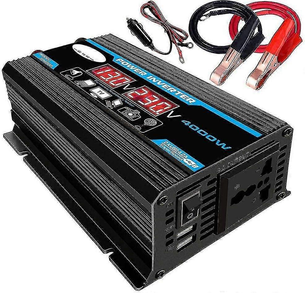 12V 220V Pure Sine Wave Inverter 4000W Pure Sine Wave Power Inverter Transformer with Remote Control & Dual AC Power Outlets for RV Car Truck