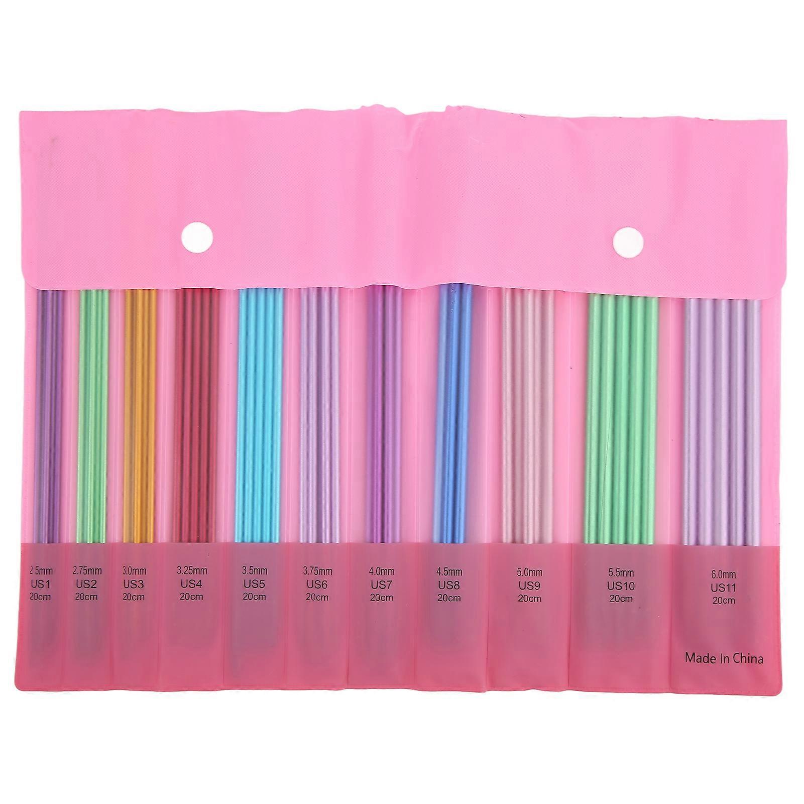 55pcs Knitting Needles Aluminum Material Double Pointed Ergonomic Design 20cm/7.9in Metal Weaving Needles for Household