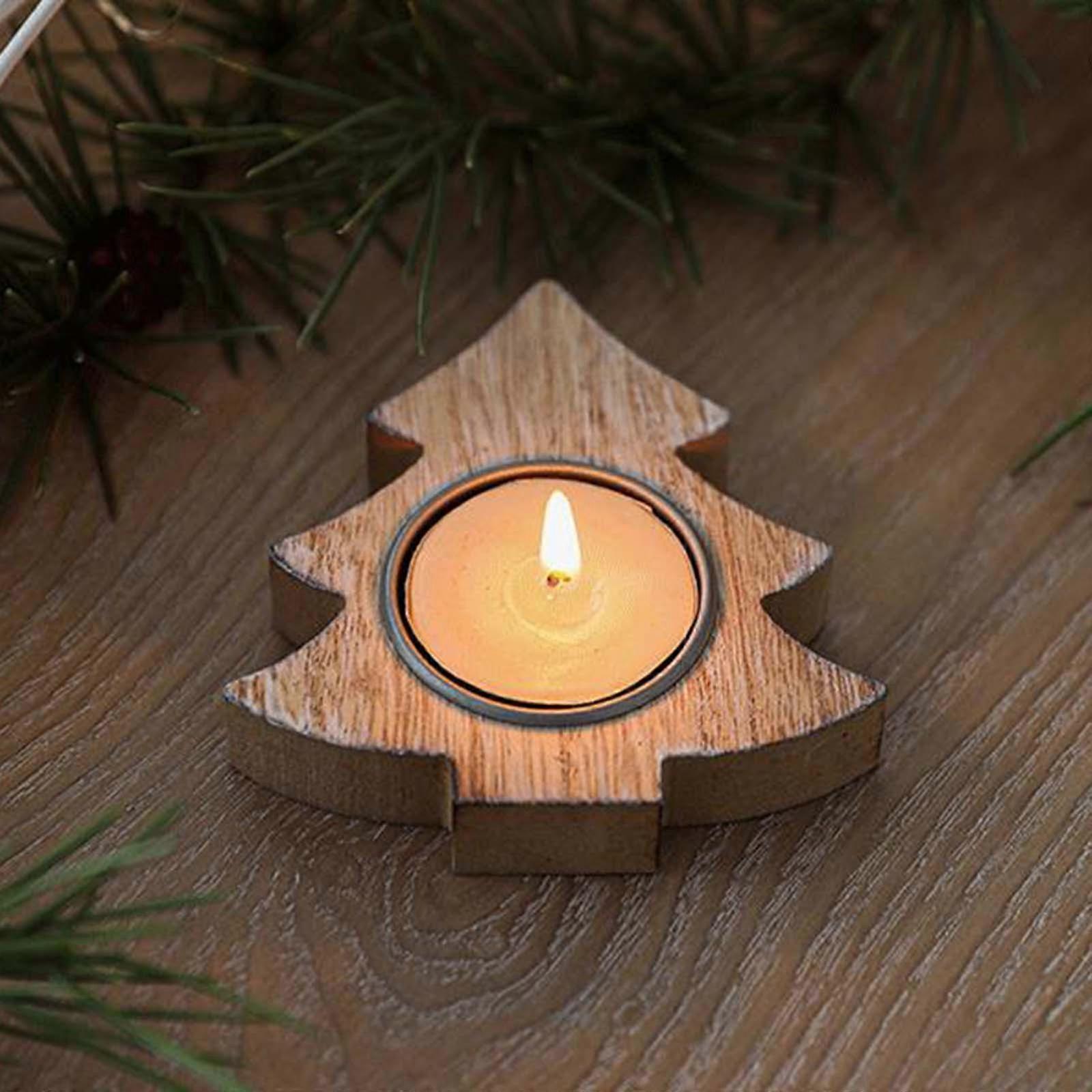 Barsinfi 1 Stck Weihnachts-Kerzenhalter Aus Holz Mit Schneeflockenmotiv Weihnachtsbaum-Kerzenhalter Pentagramm-Kerzenhalter Fenster-Desktop-Dekoration