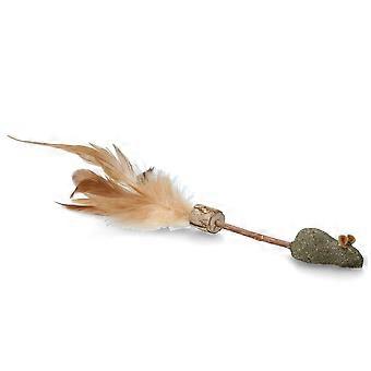 Stick With Mouse And Feathers Cat Toy