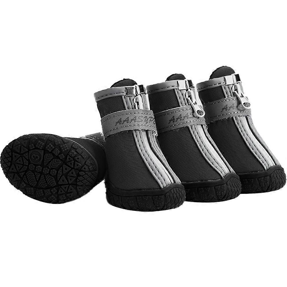 4 PCS Botas para cães à prova d'água com faixa reflexiva Sola de borracha antiderrapante macia
