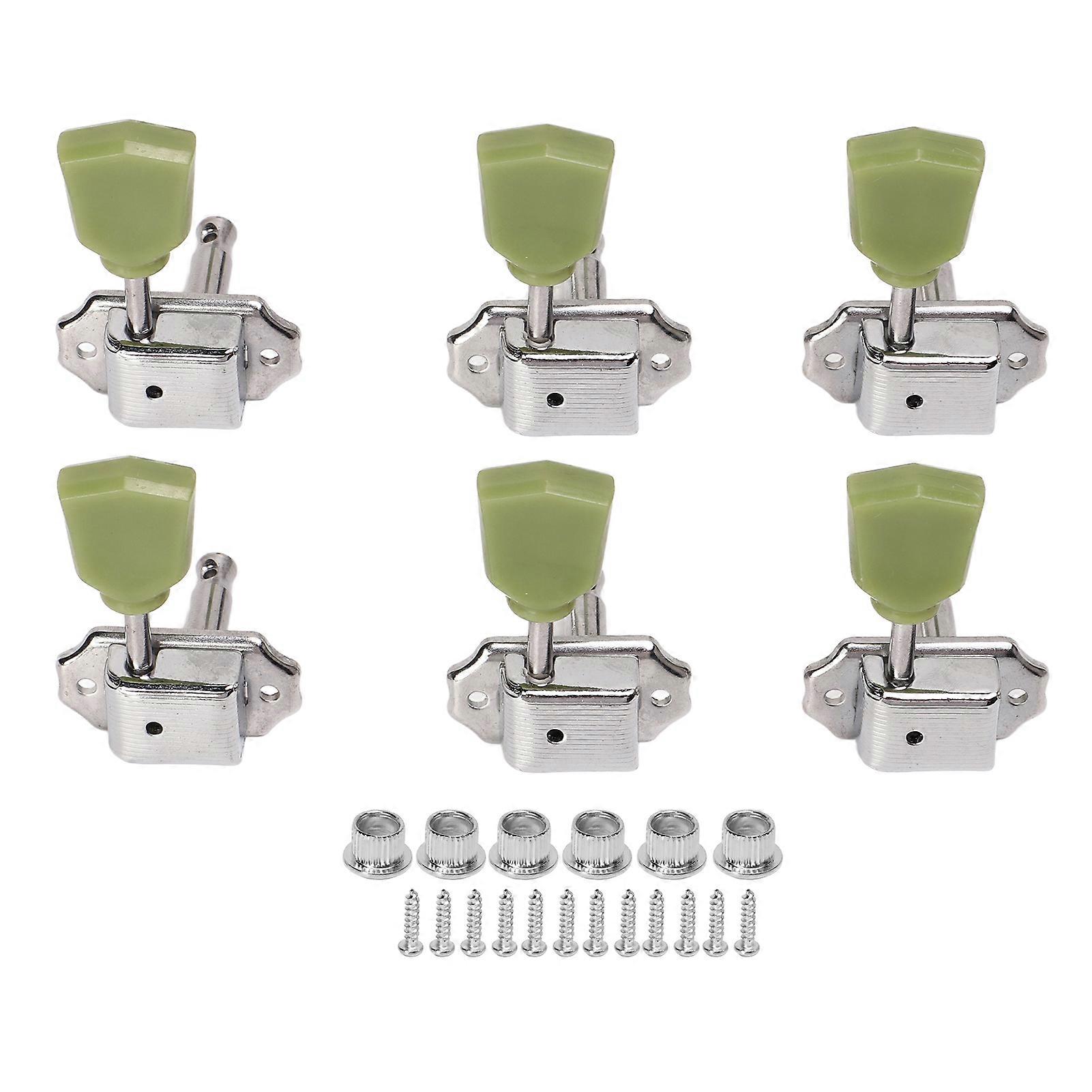 6Pcs String Tuning Key Metal Plastic Semi Sealed Tuning Keys for Electric Acoustic Guitar 3L3R