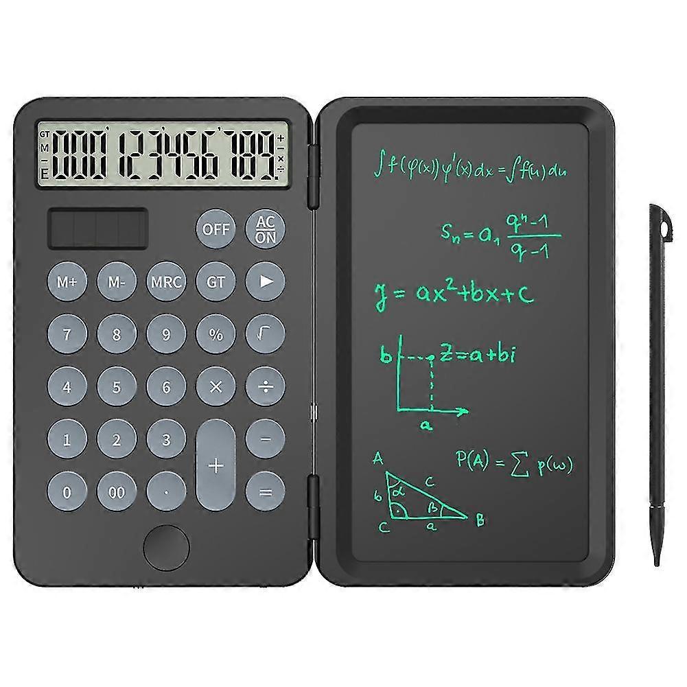 Solar Calculator With Writing Tablet Mute Portable And Foldable Desktop Calculator Drawing Pad For