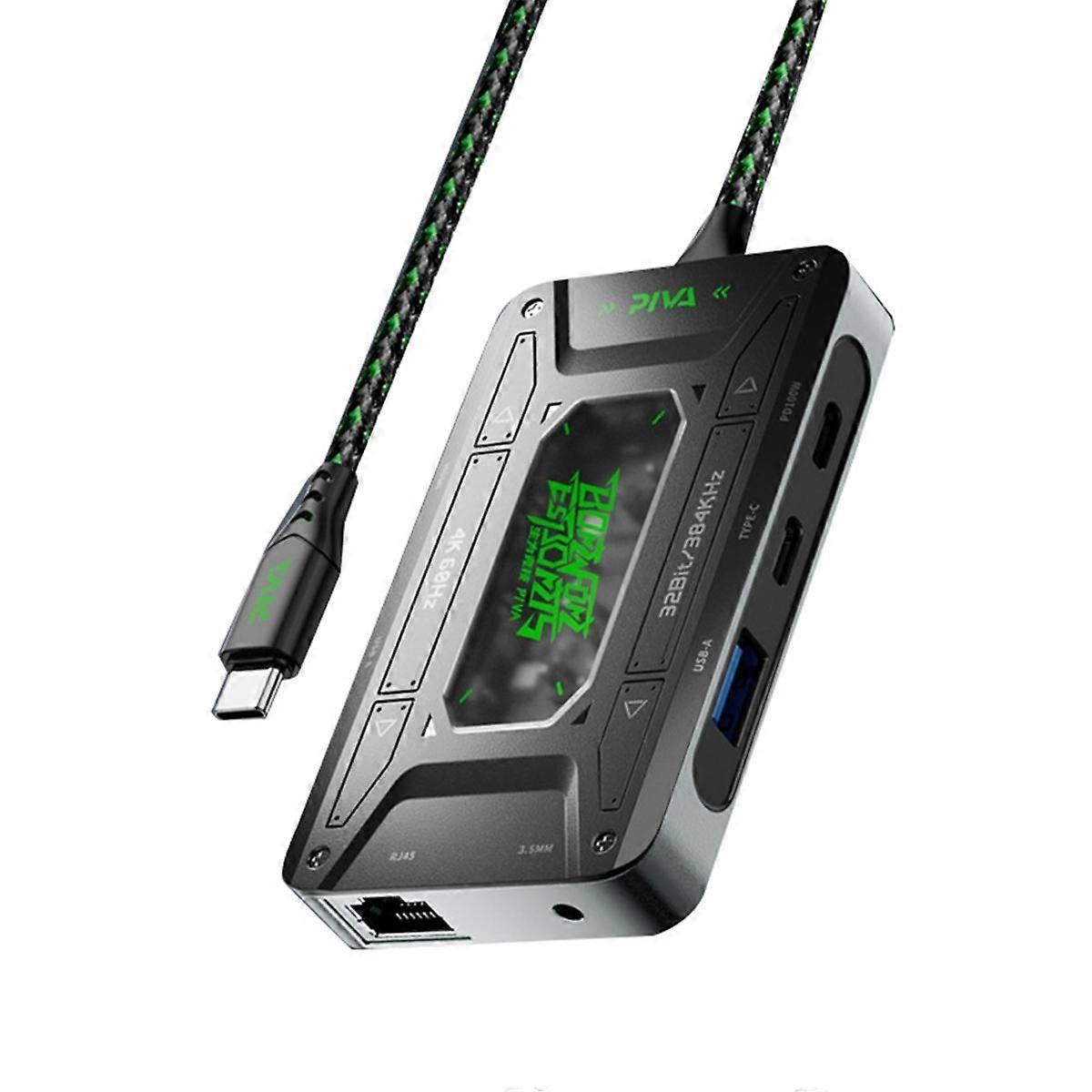 Ljudadapter Typ C Dockstation Universell Hörlurskonverterare USB-konverterare Surfplatta Datastöd Snabbladdning DS7