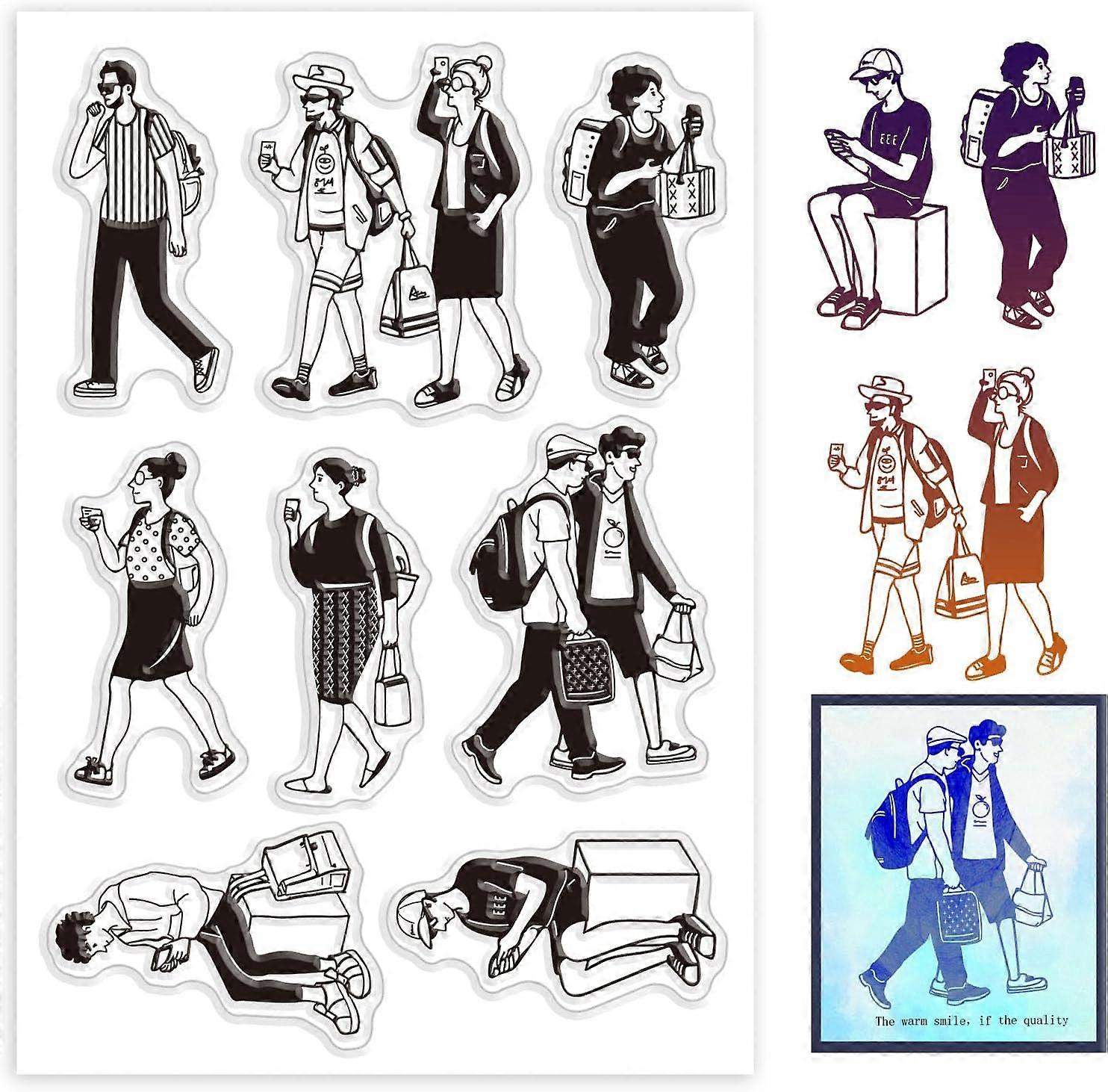 Character Sketch Clear Stamps for Cards Making Man and Woman Clear Stamp Seals Transparent Stamps for DIY Scrapbooking Photo Album Journal Home Decora