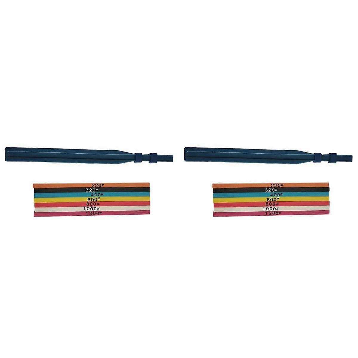 14Pcs 100 X 4 X 1mm Fiber Whetstone Super Ceramic Whetstone for Mold Polishing + 2Pc Fixture Holder