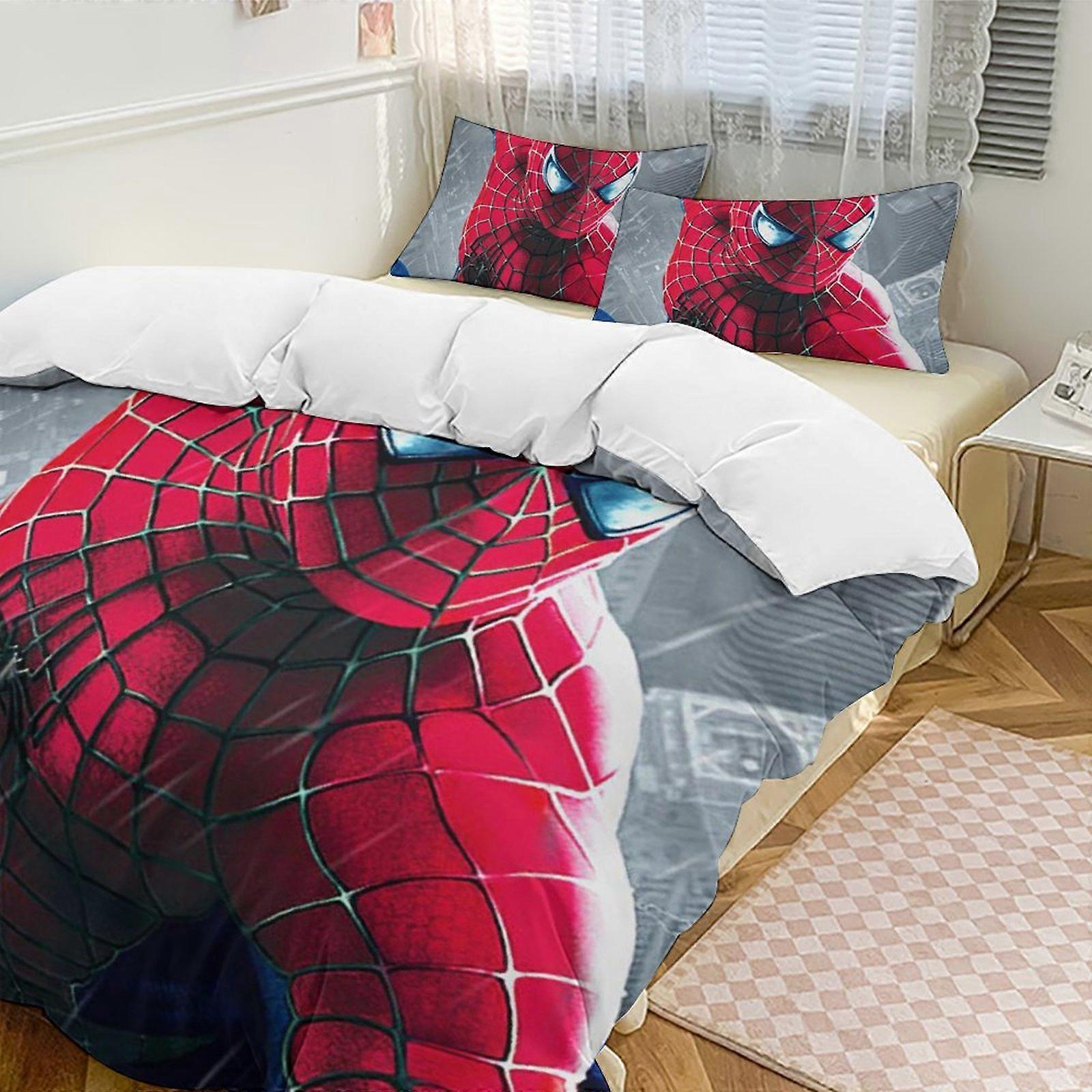 v295 Spider-Man Set letto gemello in 3 pezzi - Include 1 trapunta singola e 2 federe Biancheria da letto - Microfibra resistente allo sbiadimento - Spider io295