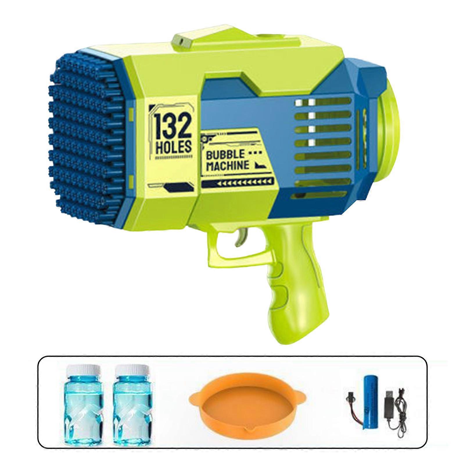 132 Holes Bubble Gun with Light Automatic Gatling Electric Bubble Machine Kid Toy for Boys Girls Party Game