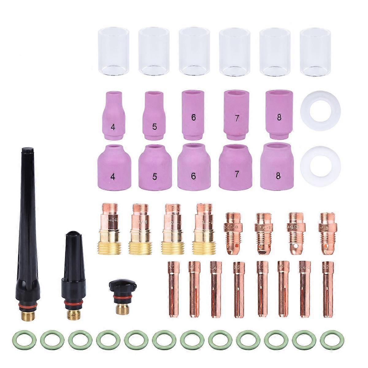49Pcs TIG Welding Torch Stubby Gas Lens for WP17 WP18 WP26 TIG 10 High Temperature Glass Cup Kit